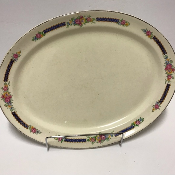 Vintage Superior Hall Blue Bouquet Floral Ceramic platter - Picture 1 of 4